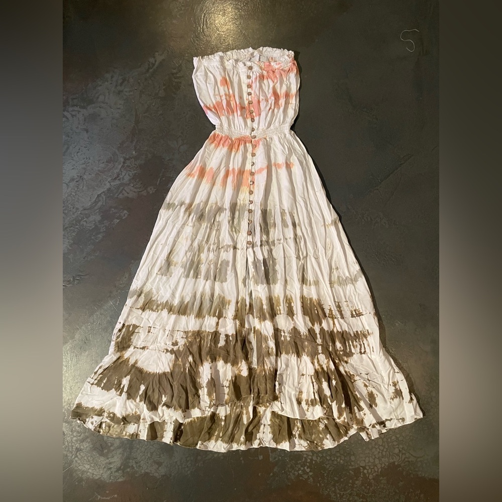 Surf Gypsy Tie-Dye Button Maxi Dress
